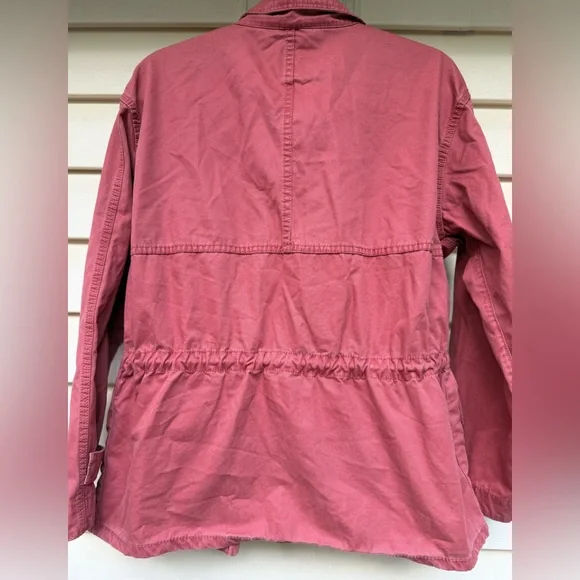 Madewell Dusty Rose/Brick Prosper Utility Jacket, Adjustable Waist, Pockets, L - Picture 9 of 10